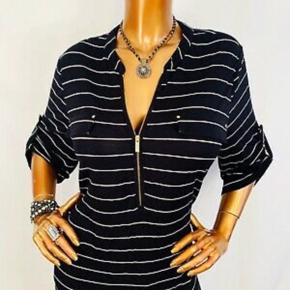 Calvin Klein Striped Zip Gold detailed shirt - Picture 2 of 2